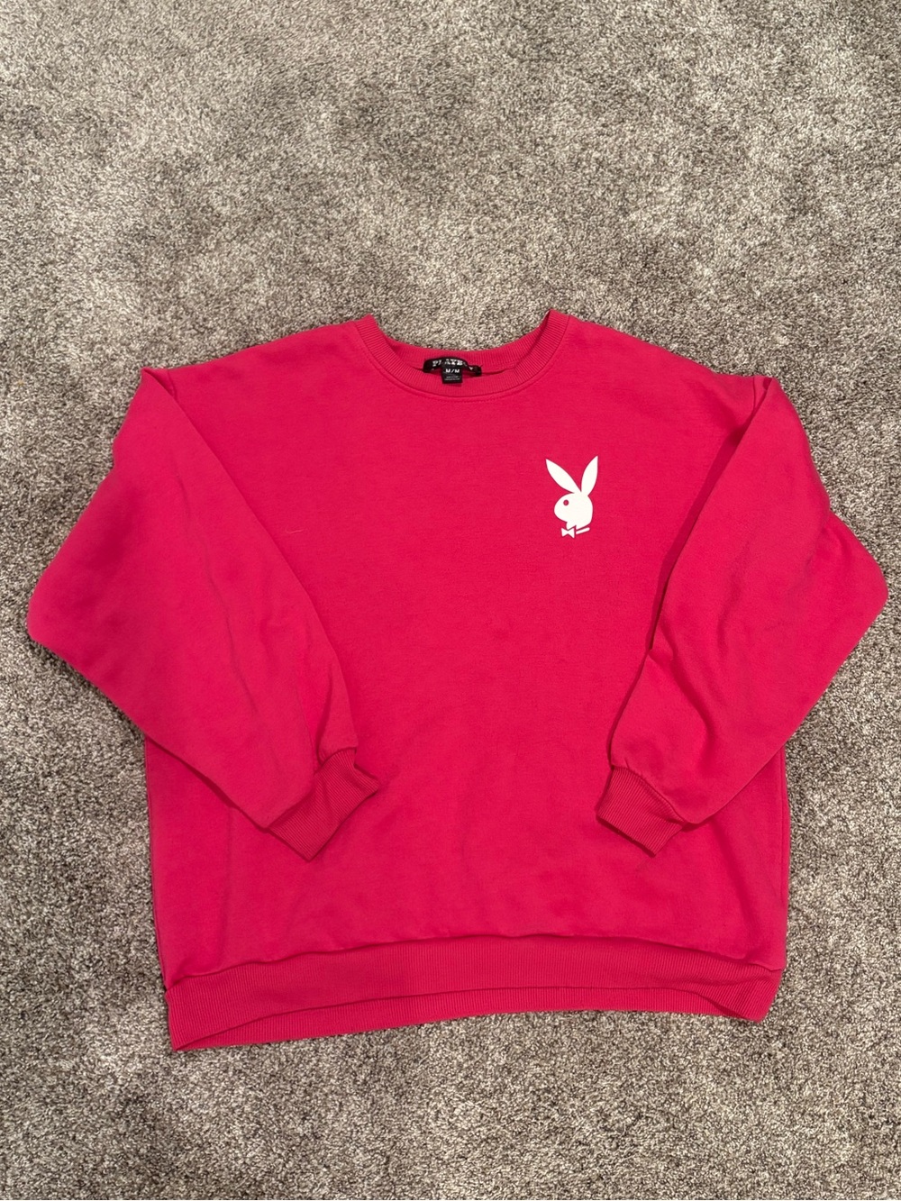 PLAYBOY Pink Crewneck Sweatshirt with White Bunny Logo